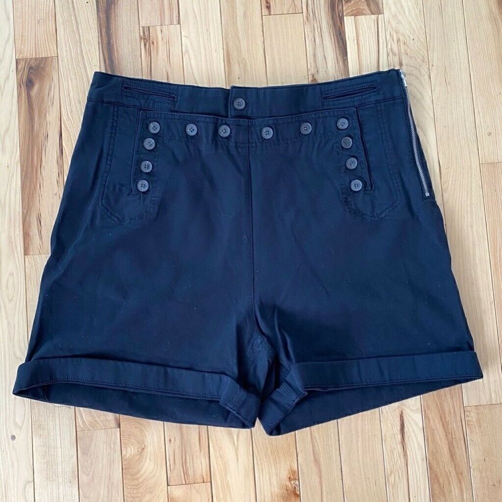 ALC Pierce Sailor Shorts Blue Buttons High Rise 14